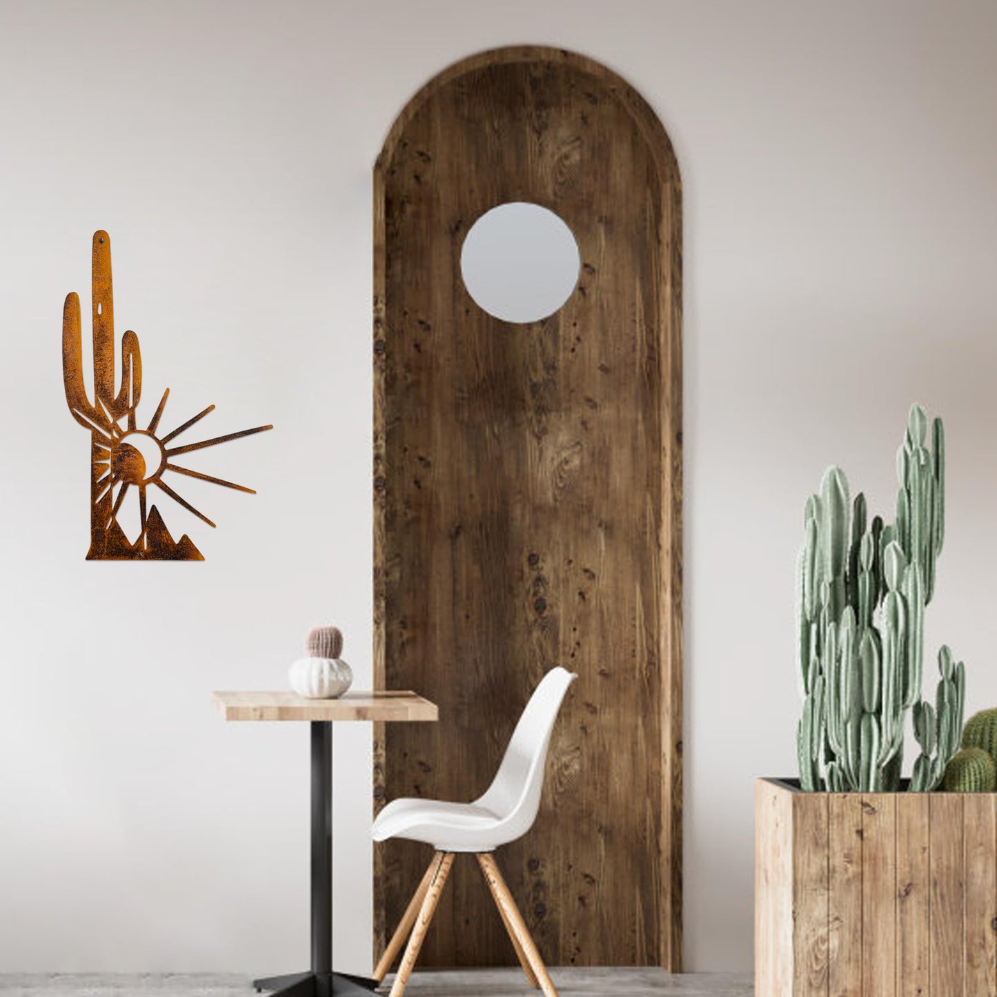 Metal Cactus Wall Decor And Yard Art, Desert Patio Garden Decor, Rustic Desert Saguaro Sunset Art, Southwest And Western Outdoor Decor For Home Living Room Outdoor