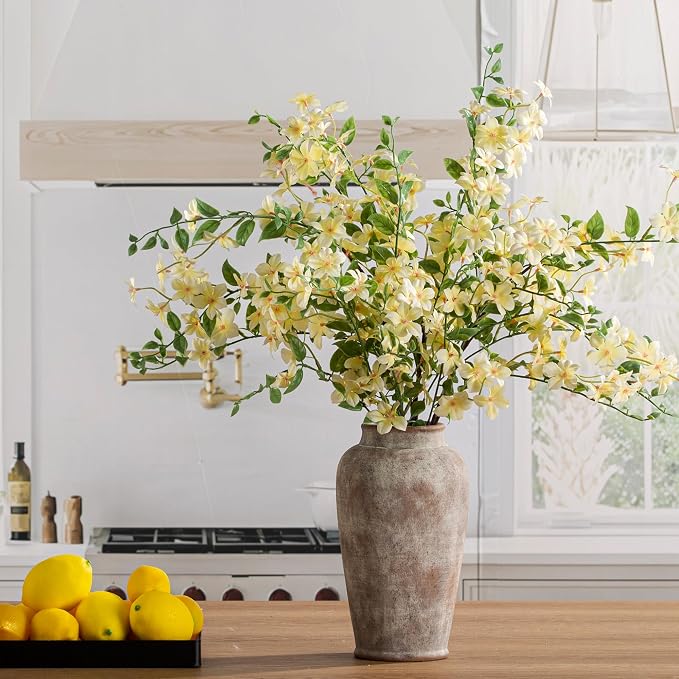 Ceramic Rustic Vase, Large Flower Vase Tall Farmhouse Decorative Vase Floral Pottery Vases for Home Decor Table Living Room Entryway Mantel Bedroom Bathroom Kitchen - 11 Inch Rustic