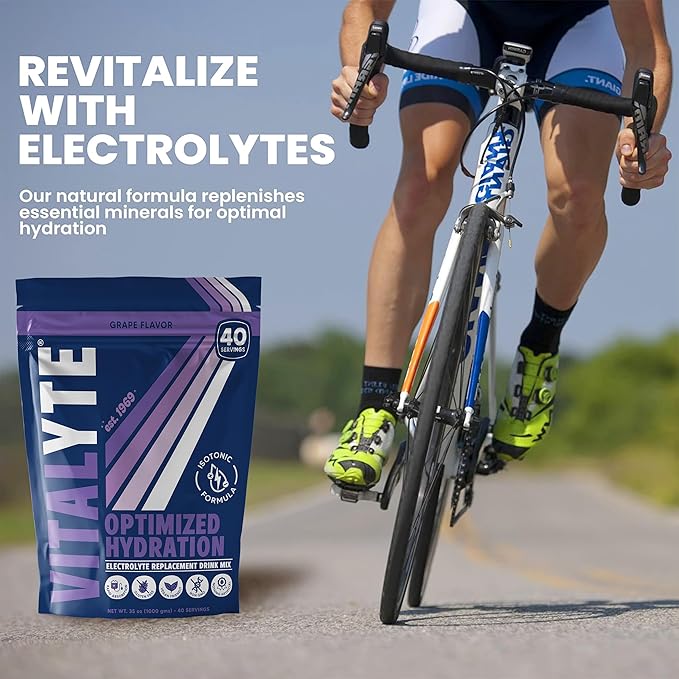 Vitalyte Electrolyte Powder Drink Mix, Isotonic Electrolyte Hydration Mix, Bulk Case Pack (12 Pack, Grape)