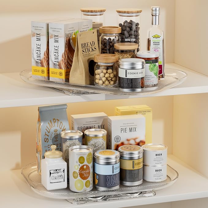 LAMU Lazy Susan Organizer Turntable 15.67''x11.7'' for Refrigerator Organizers and Storage, Fridge Organizer, Condiment Organizer for Kitchen, Table Top, Cabinet, Pantry, Countertop, 2 Pack