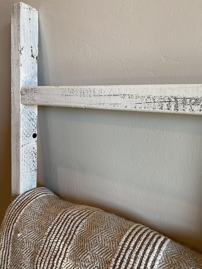BARNWOODUSA Rustic Farmhouse Decorative Ladder - Our 47 in Ladder can be Mounted Horizontally or Vertically and is Crafted from Upcycled Wood No Assembly Required White Wash