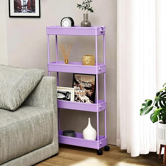 SPACELEAD 2-piece Set Slim Storage Cart 3 Tier,Bathroom Organizer Rolling Utility,Mobile Shelving Unit Slide Out for Office, Kitchen, Laundry Room & Narrow Places