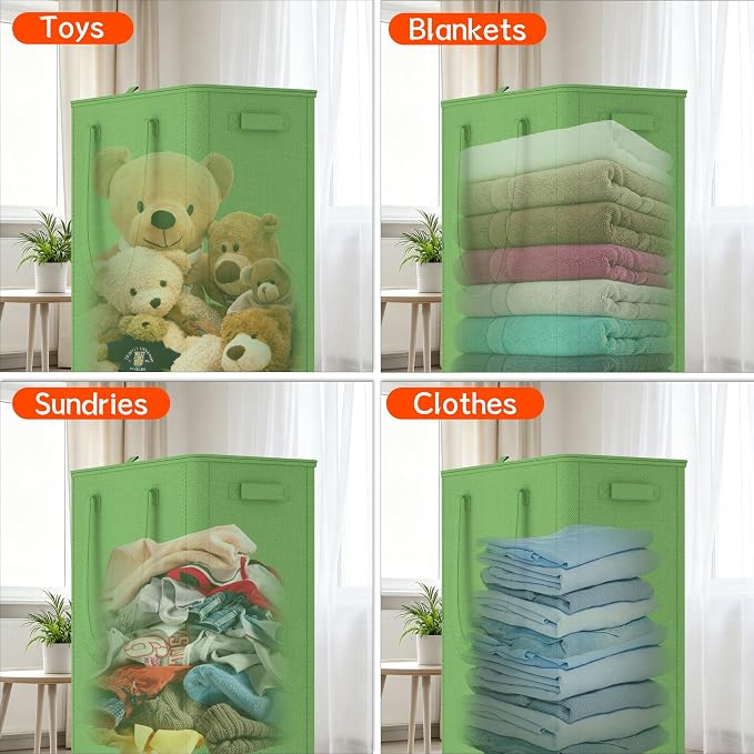 Slim Laundry Hamper with Wheels,15 Gal (55L) Rolling Laundry Basket with lid and wheels Clothes Hamper Foldable Tall Dirty Clothes Basket Sturdy Collapsible Clothes Hamper for Dorm,Laundry Room