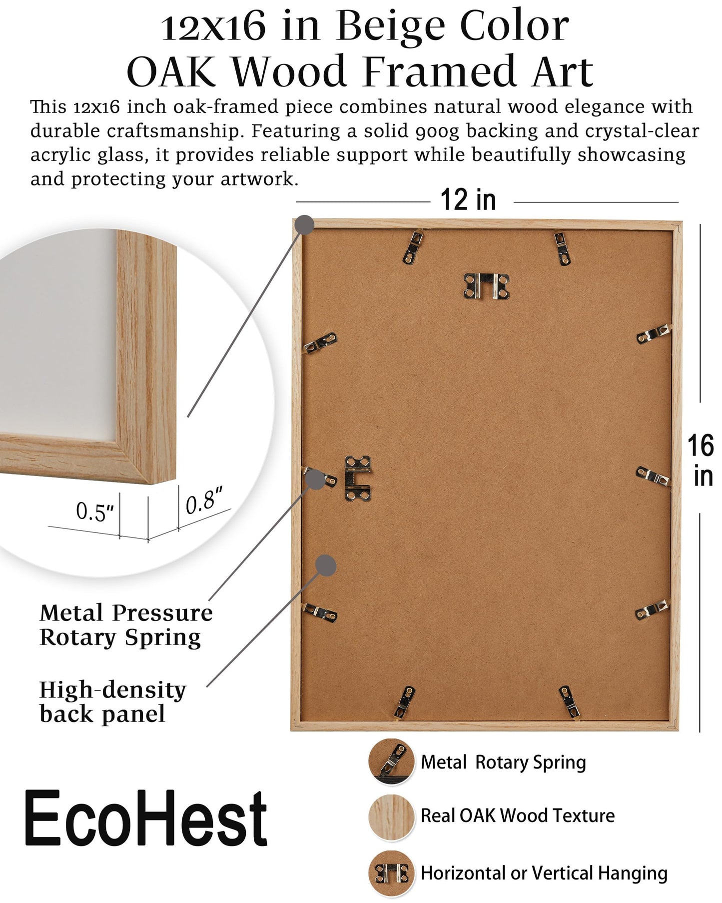 EcoHest Trendy Newspaper Martini Framed Wall Art, 12x16 in OAK Wood Retro Bar Cart Canvas Art, Magazine Aesthetic Apartment Art, Beige Logs Funky 70's Set of 1 for Bedroom Living Room