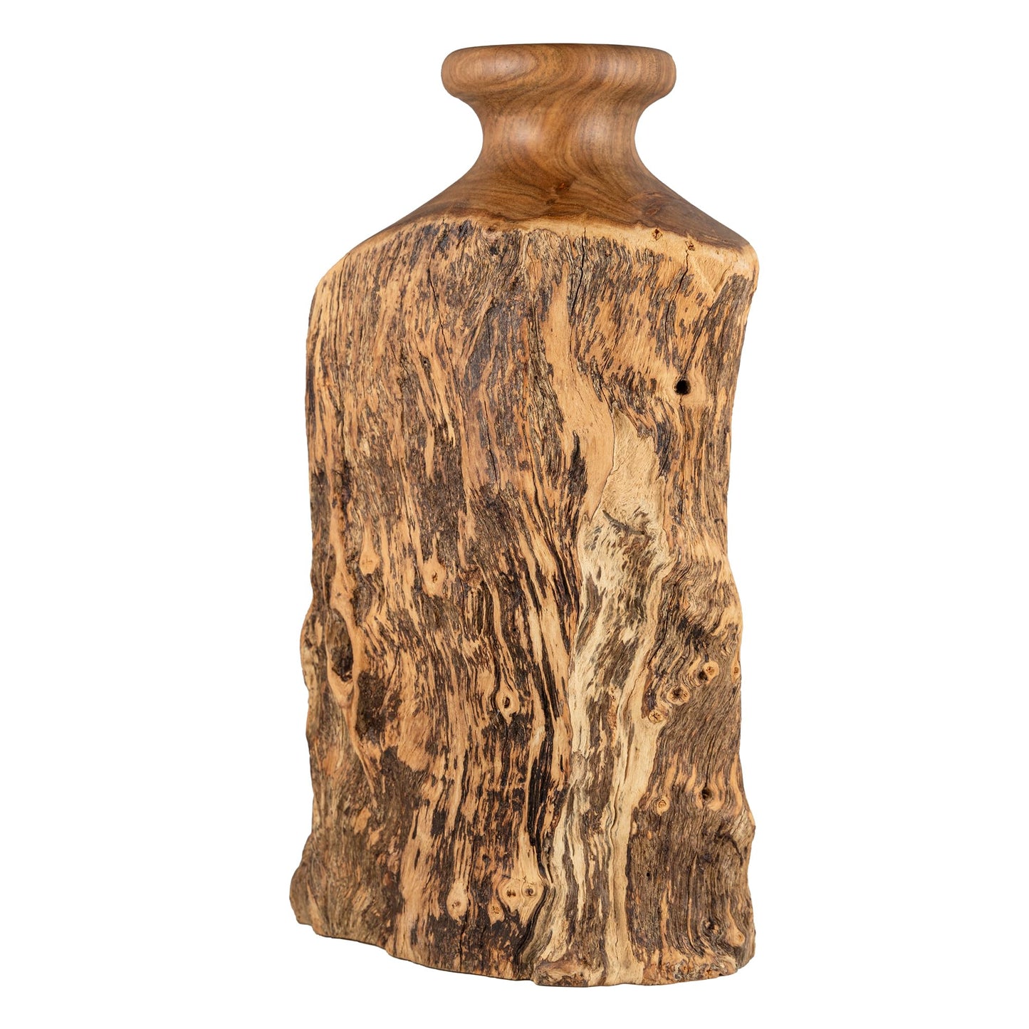 Vitex Pubescens Vahl Wooden Vase, Handcrafted from a Single Block of Natural Wood, Unique Decorative Vase, 11.8" H x 5"x6.5" D