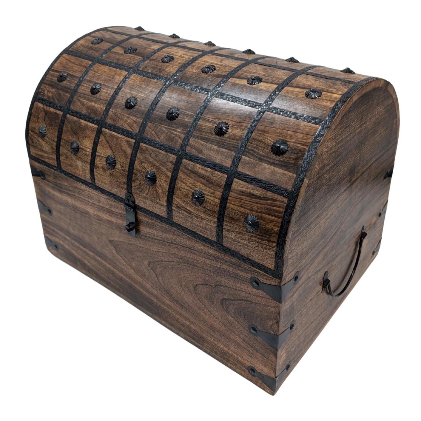 Aiden Asher Handmade Pirate Treasure Chest - Wooden Storage Box with Iron Lock & Skeleton Key - Rustic Decorative Jewelry (XXXL 21 x 15.75 x 15.75)