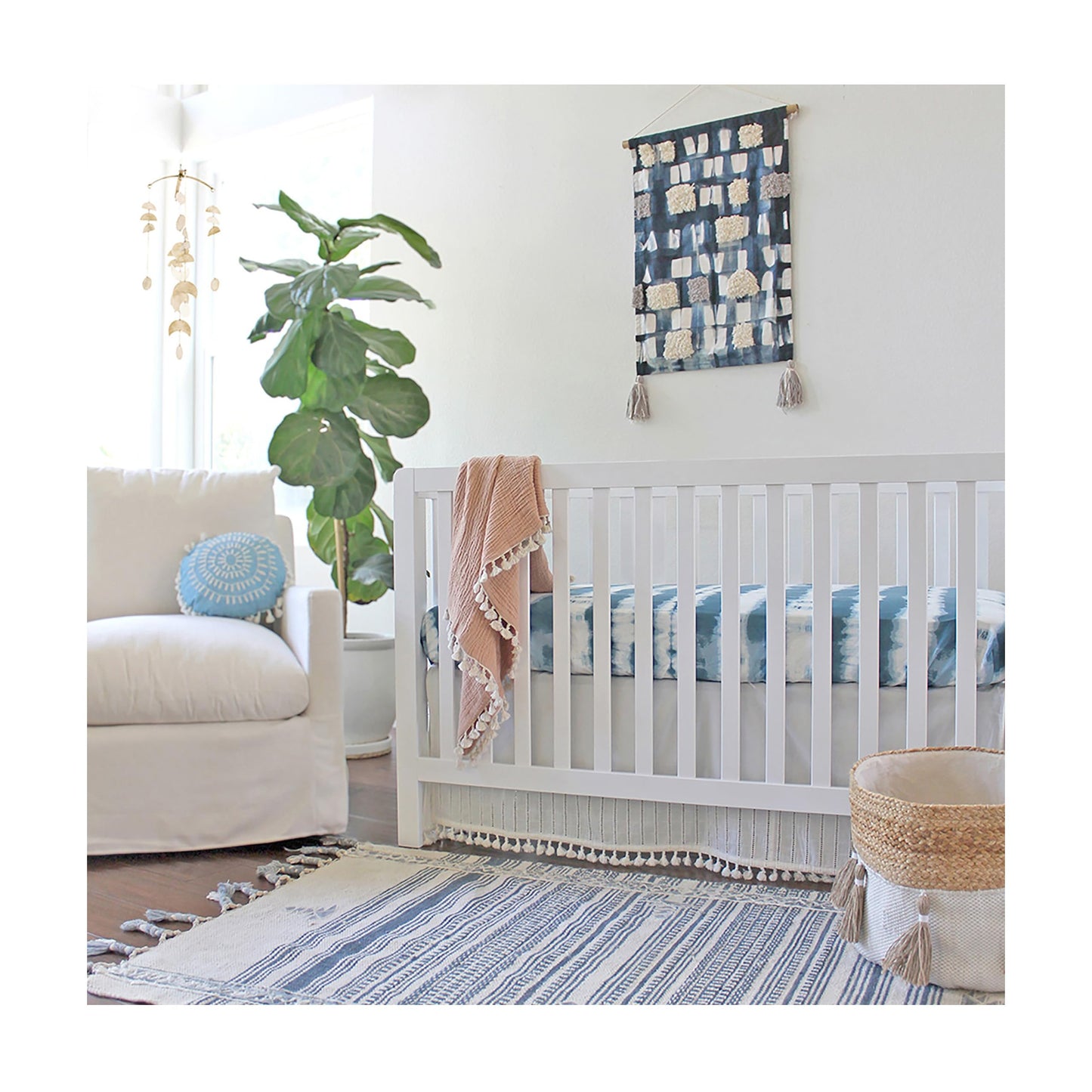 Crane Baby Moon Phase Nursery Décor for Boys and Girls, Ceiling Hanging, 6" x 6" X 36"