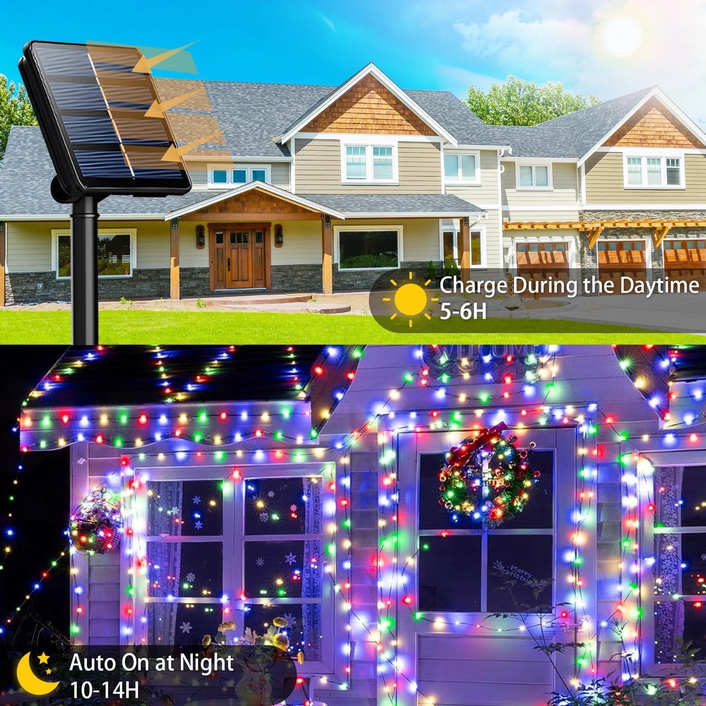 SyouHome 4-Pack Solar Fairy Lights Outdoor, 800 LEDs 264FT Extra-Long Solar String Lights, 8 Modes Waterproof Twinkle Lights for Garden Tree Wedding Party Christmas, Multicolor