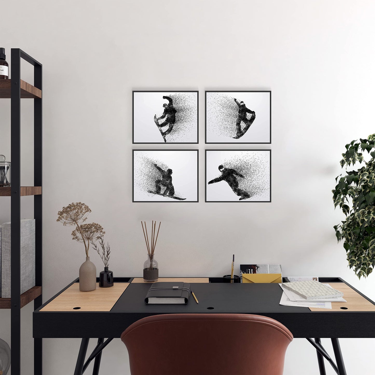 Summit Designs Snowboarding Wall Decor Art Prints - Particle Silhouette – Set of 4 (8x10) Inch Poster Photos Prints - Man Cave, Bedroom Decor - Kids Boys Girls Gift Idea