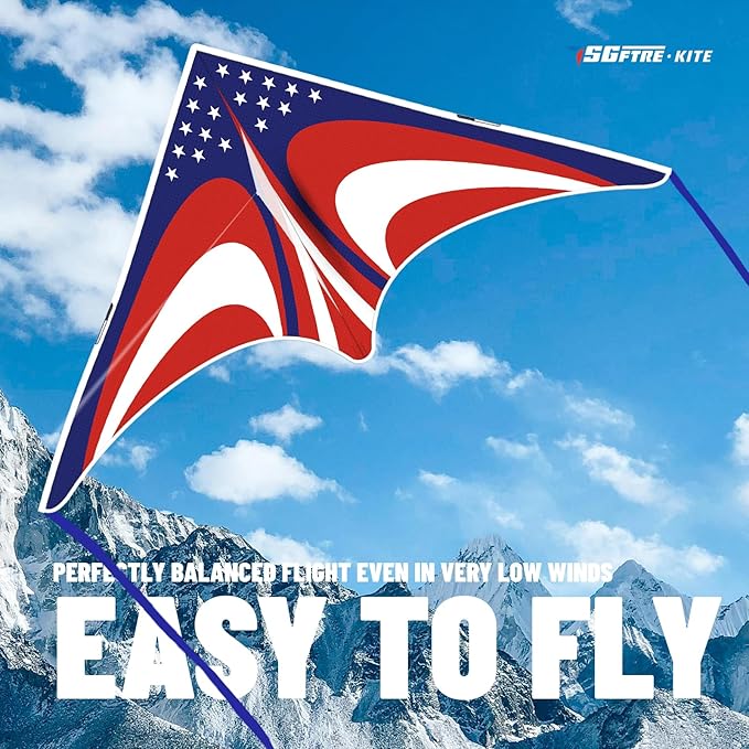 Delta American Flag Kite for Easy to Fly Beach Kite for Fun Family Activities, Kites for Adults and Kids Ages 8-12 (American Flag red Blue)