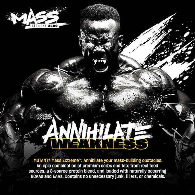 Mutant Mass Extreme Gainer ??Whey Protein Powder ??Build Muscle Size and Strength ??High Density Clean Calories (Vanilla Ice Cream, 12 lbs)