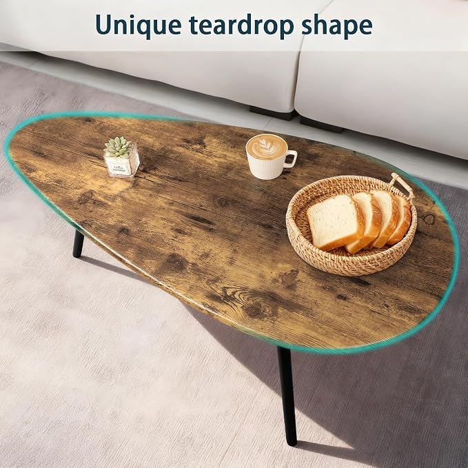 Modern Coffee Table for Living Room Small Mid Century Coffee Tables Rustic Oval Coffee Tables Retro Accent Sofa Center Tables for Living Room Easy Assembly 22" D x 43" W x 18" H