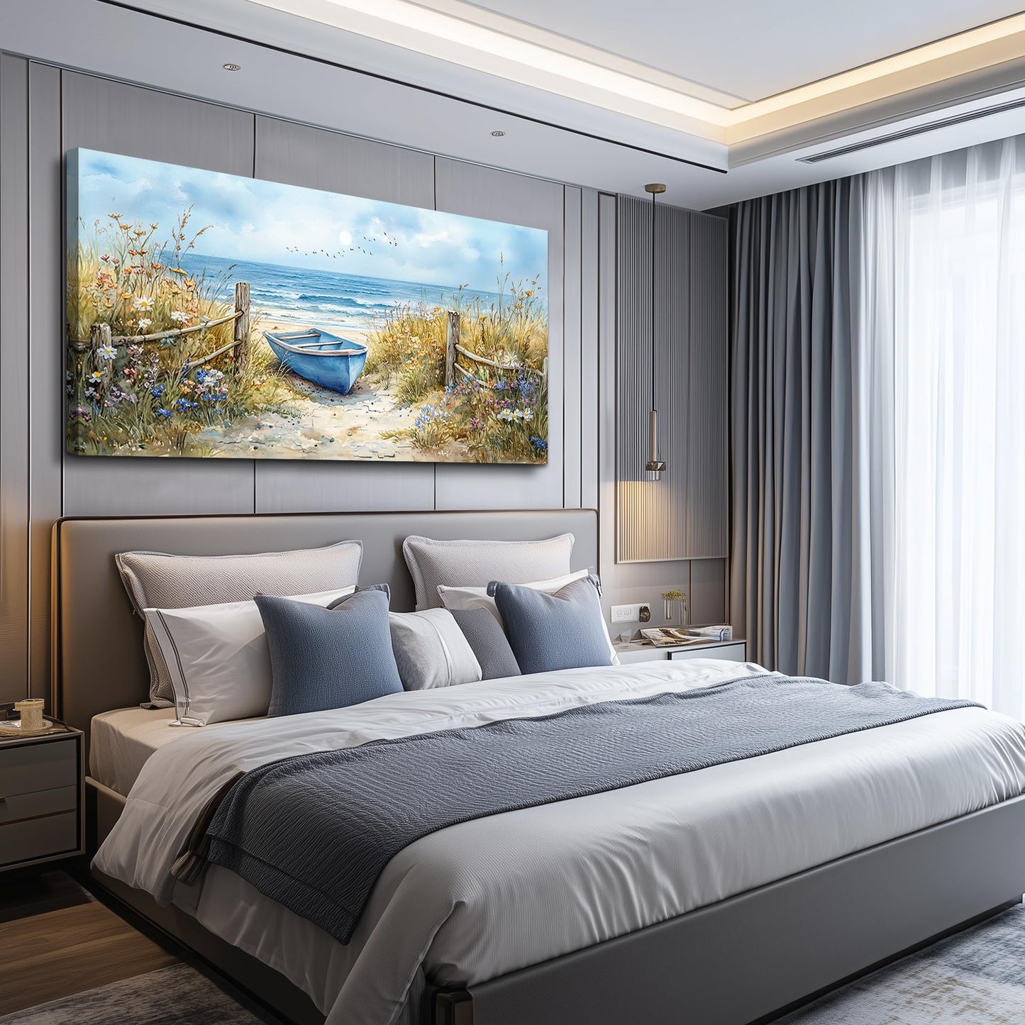 PHAOHUAXM Large Wall Decor Canvas Painting Wall Art For Living Room Decor Beach Wall Art And Ocean Landscape Painting Bedroom Print Artwork Picture For Dining Room Bathroom Home Decoration 24x48 In