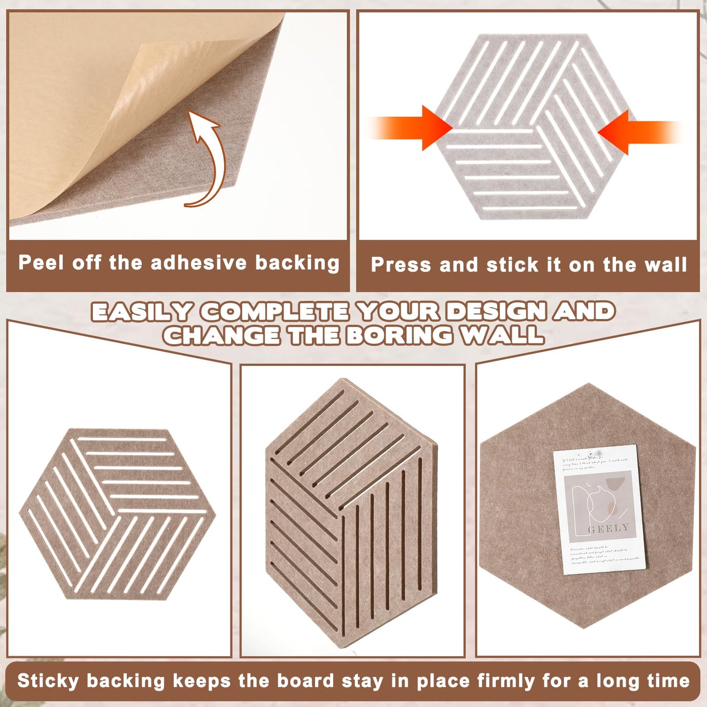 10 Pcs Hexagon Cork Board Tiles 12'' Medium Hexagon Cork Bulletin Boards for Walls Decor, Felt Board Tiles with 20 Clear Push Pins for Office Home Classroom Photos DIY Decor