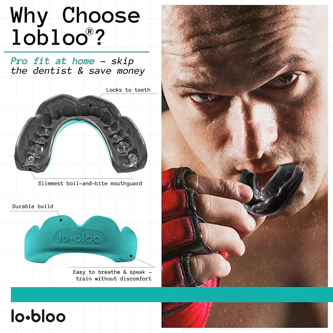 lobloo® PRO-FIT Sports Mouthguard ??Ultra Slim 1mm | Dentist-Level Protection | Precision Vacuum-Fit | Oxygen Performance | MMA, Boxing, Football, Basketball. (Large +14yrs, Purple)