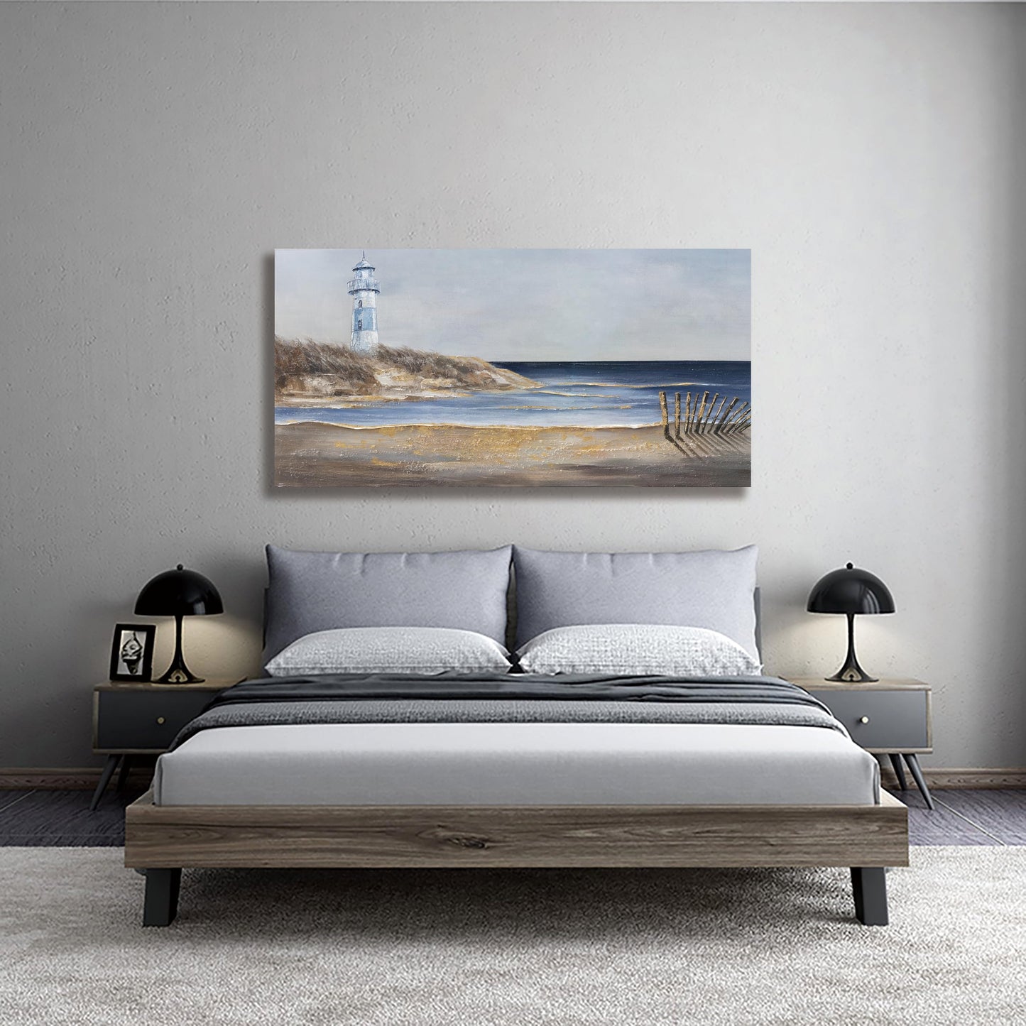 Yuaxker Ocean Art Wall Blue and Gold Ocean Canvas Painting Large Modern Aesthetic Pictures Wall Decor for Living Room Bedroom Dining Room Office Home Decor Artwork Easy to Hang 30x60 inch