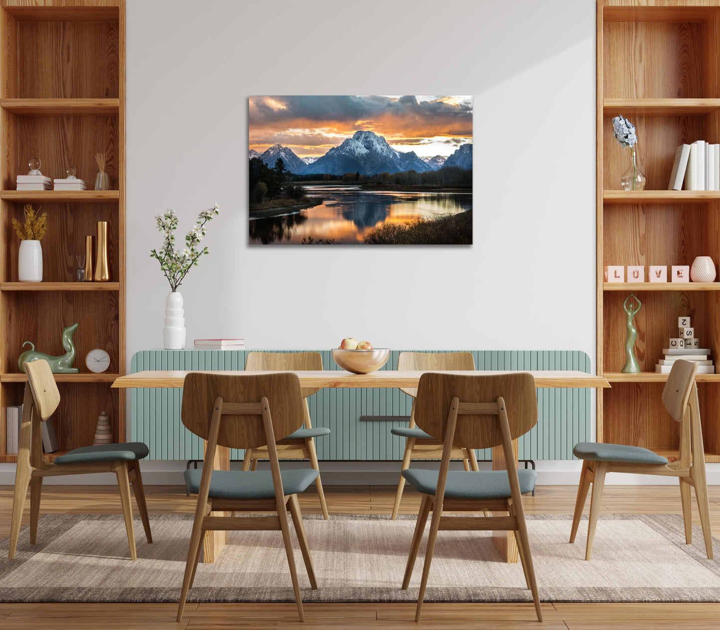 SKASNFAI Grand Teton National Park Canvas Wall Art Mountain Landscape Print Picture Framed Nature Wall Decor for Living Room Office (12L x 16W)
