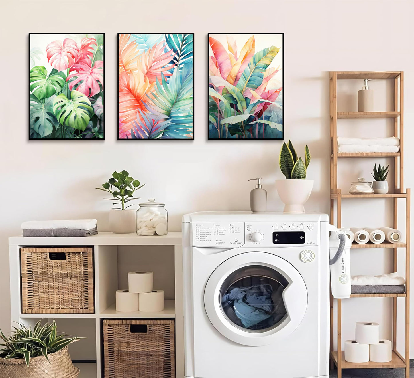 Uofnvrji 3pcs Tropical Botanical Canvas Wall Art Monstera Leaves Posters Botanical Prints Bohemian style Wall Decor Pictures Palm Leaves Paintings for Bathroom living room Decoration Unframed