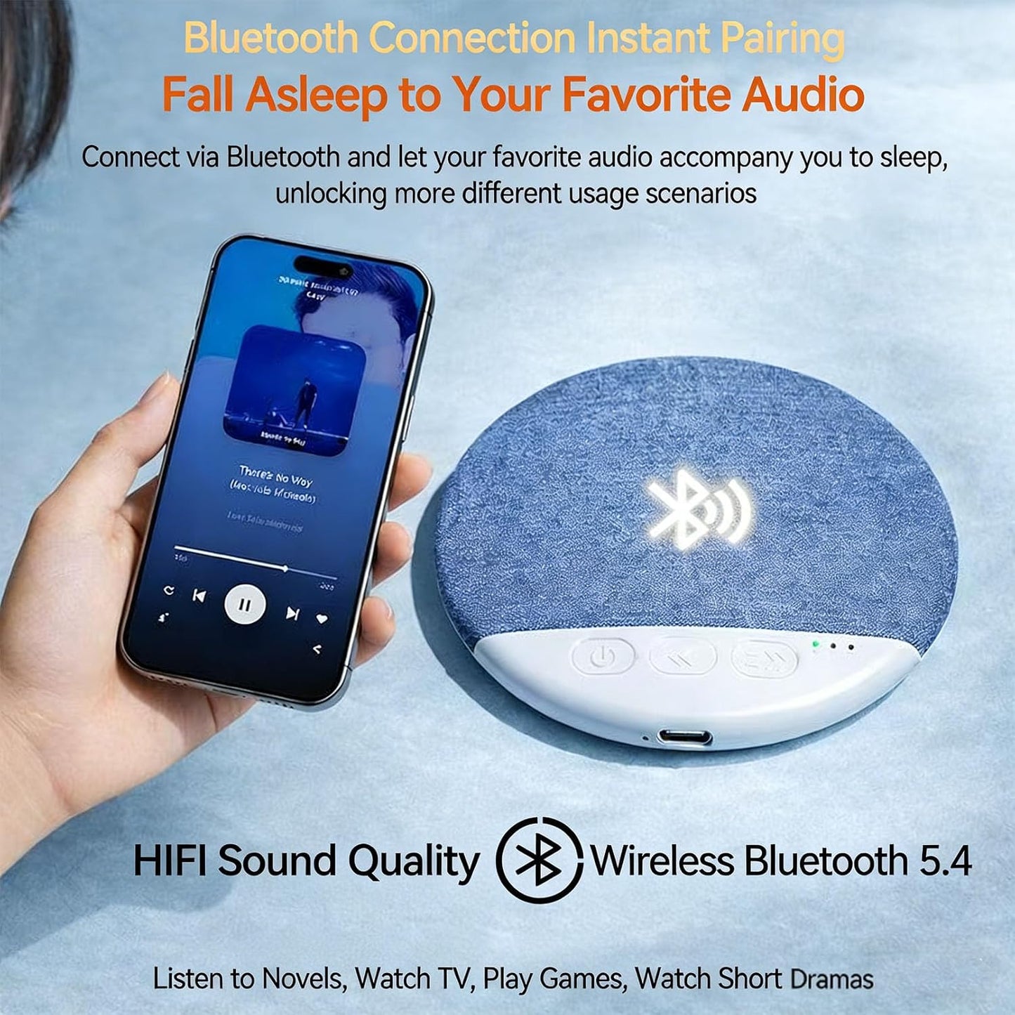 (1Pcs-A) Under Pillow Speaker Bluetooth, Bluetooth Pillow Speaker for Sleeping, Pillow Speakers for Sleeping, White
