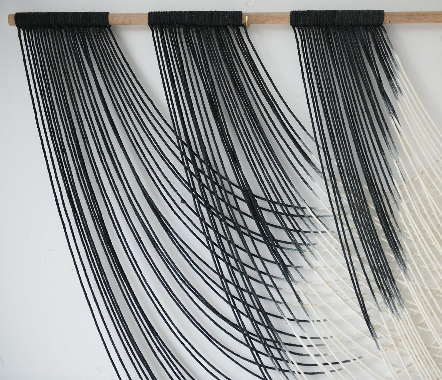 Jakalin Macrame Wall Hanging Black And White Dip Dyed Large Fiber Wall Art Macrame Wall Decor Boho Bedroom Living Room Wall Decor,59" W x 33" L