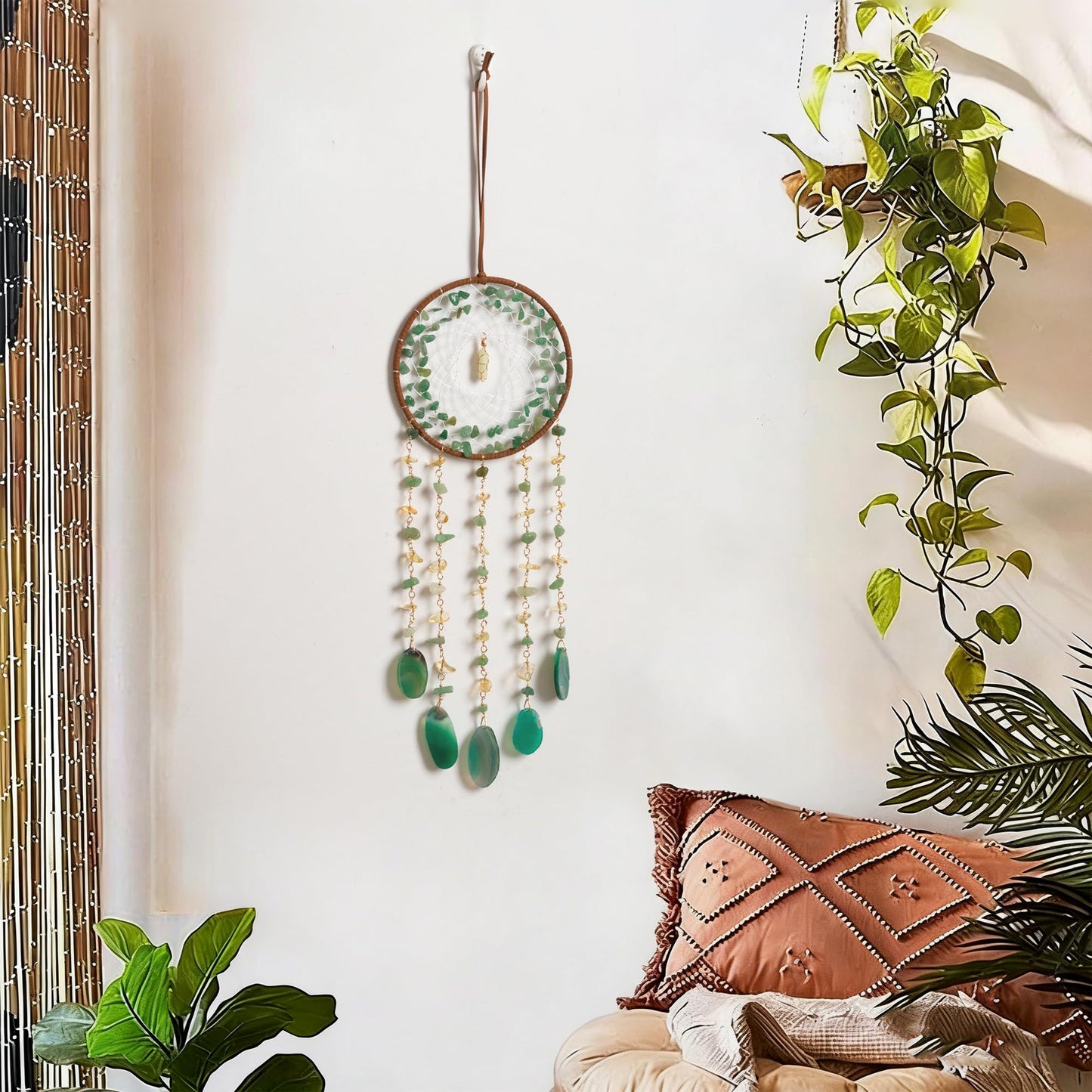 Boho Dream Catchers, Crystal Large Dreamcatcher Green Turquoise Suncatchers for Windows Wall Hangings Decoration Gifts for Adult Girls Bedroom Garden Room Decor
