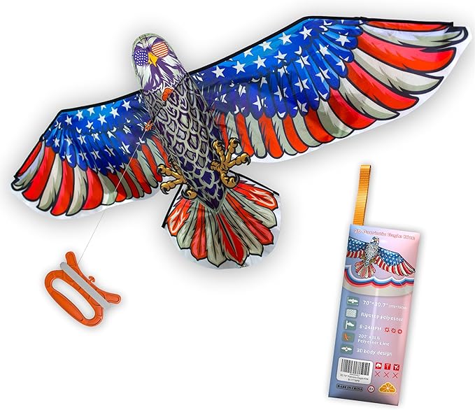 ORGCLDKT- 3D Lifelike Style Bird/Eagle Kite, Super Easy to Fly with, Ideal for Kids, Adults, Girls, Boys. Kites for The Beach, Grassland, Hiking
