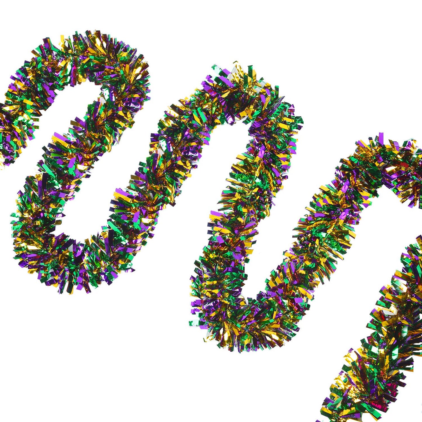WILLBOND 3 Pieces 49 ft Mardi Gras Tinsel Garland Decorations Purple Green Gold Metallic Festooning Garland Glittering Sparkling for Mardi Gras Party Carnival Indoor Outdoor Hanging Decor New Year