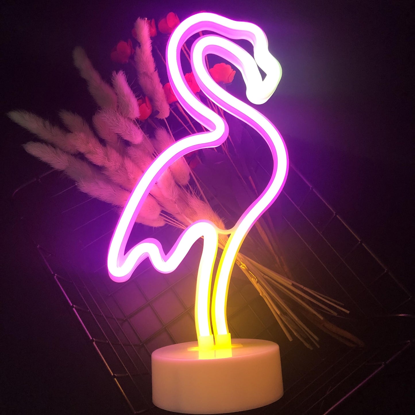 Flamingo Neon Signs LED Light Wall Lamp Home Decor Battery/USB Powered LED Pink Neon Signs Animal Night Light For Bedroom Birthday Wedding Christmas
