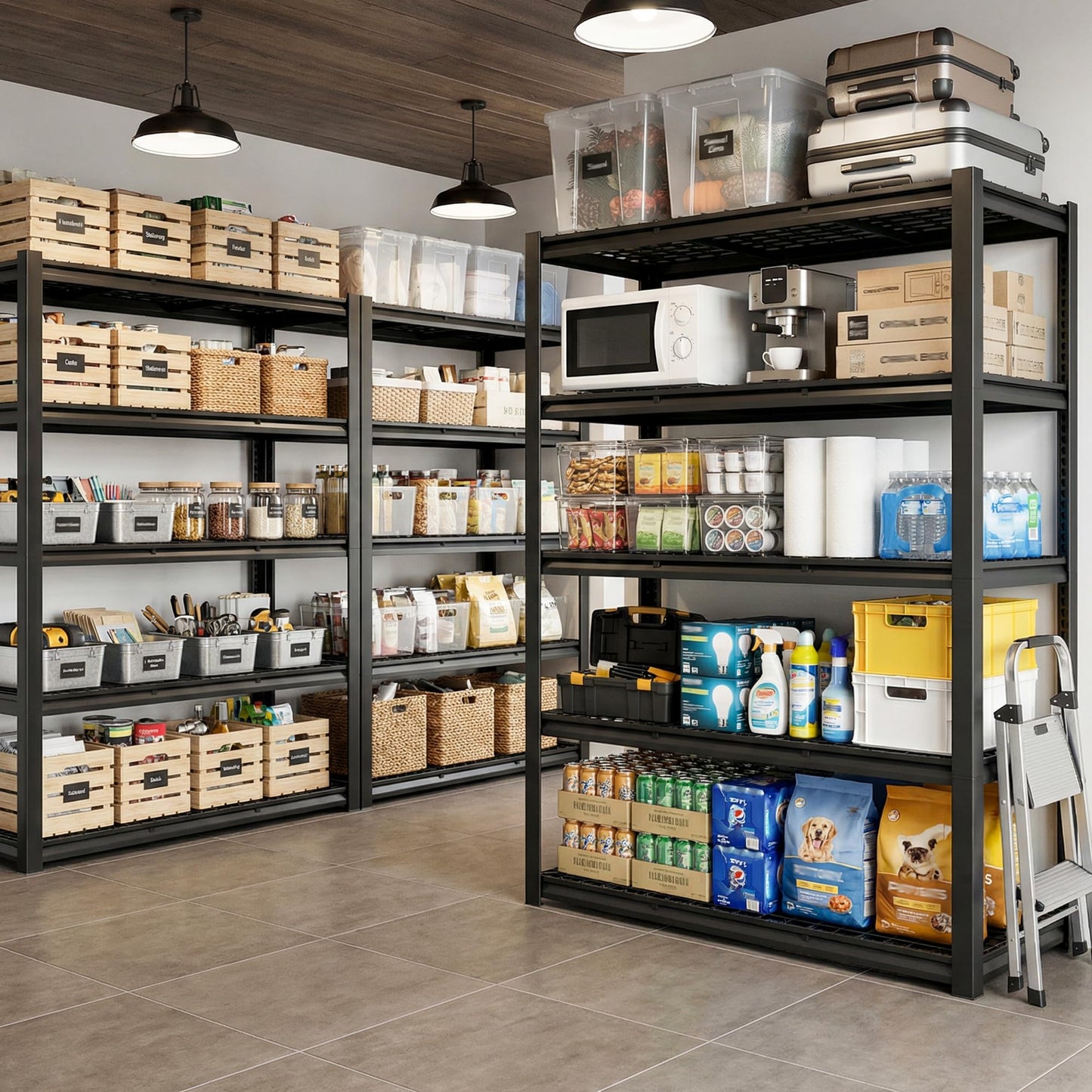 60.1"W Heavy Duty Garage Shelving 5-Tier Metal Storage Shelves,3,000LBS Adjustable Steel Shelving Unit,Industrial Utility Rack for Warehouse Basement Pantry,Kitchen 60.1"Wx24.1"Dx72"H,Black