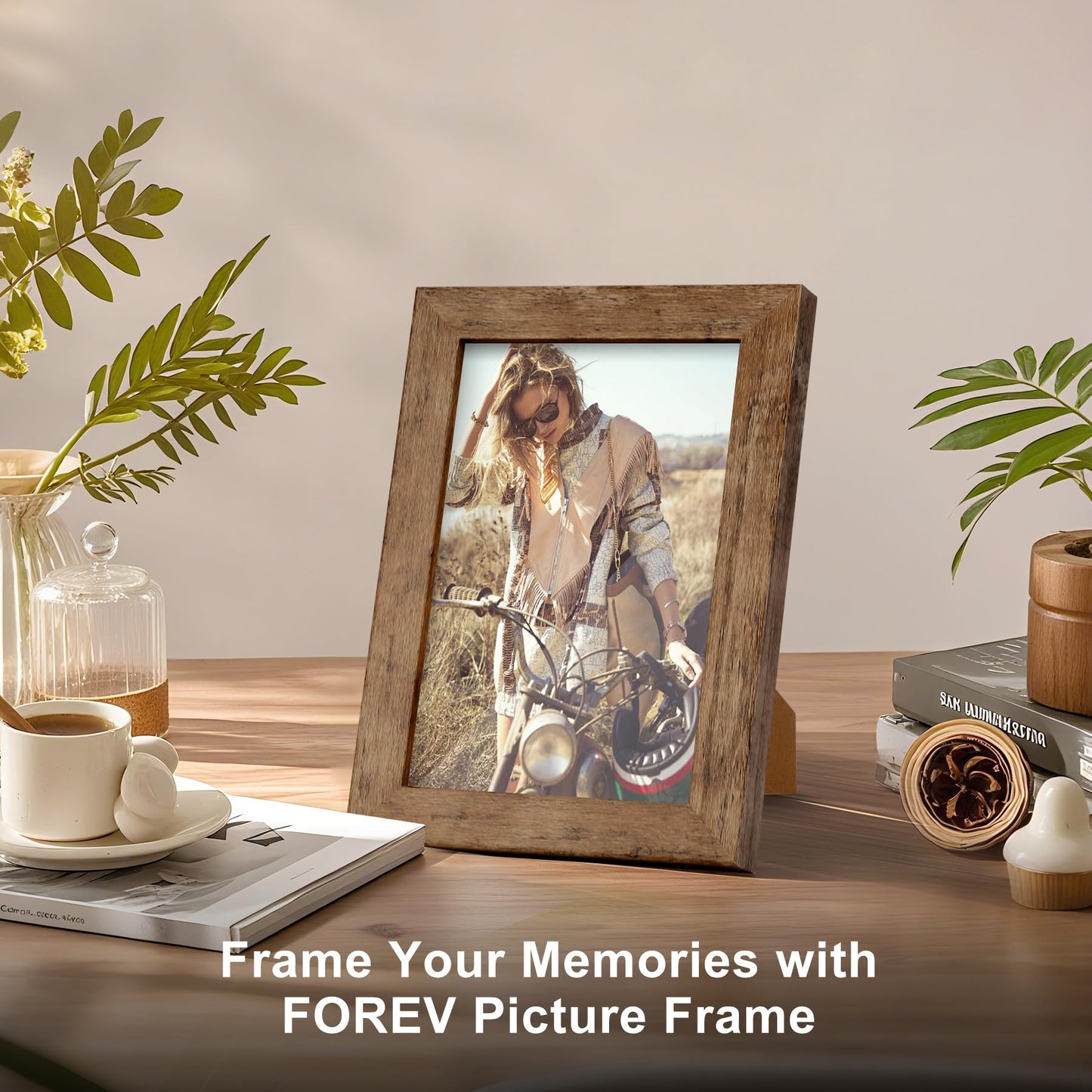 TOFOREVO Picture Frames 4x6 Set of 2 Rustic Wood Grain Photo Frame for Gallery Wall Mounting or Tabletop Display
