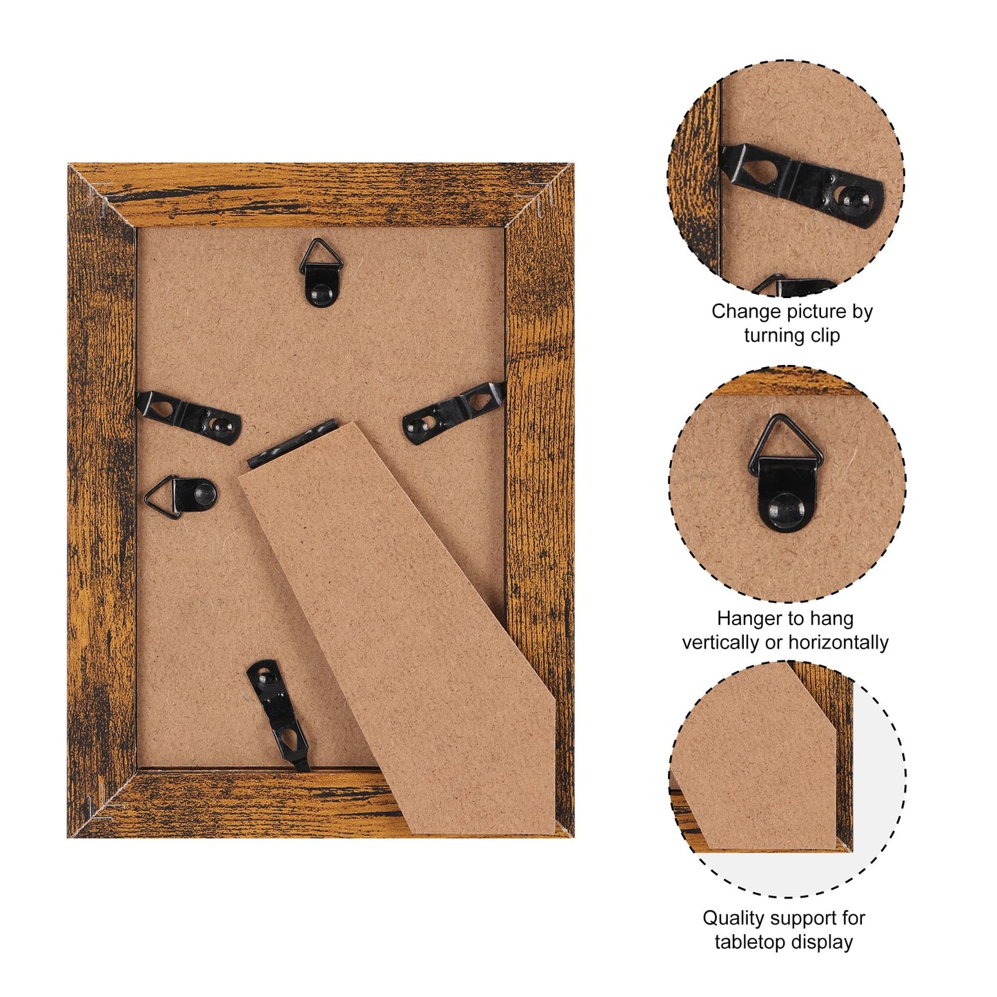 Giftgarden 4x6 Picture Frame Rustic Brown, Wide Wood Photo Frame with Shatter-Resistant Plexiglass, Vertical or Horizontal for Wall & Tabletop Display, 1 Pack