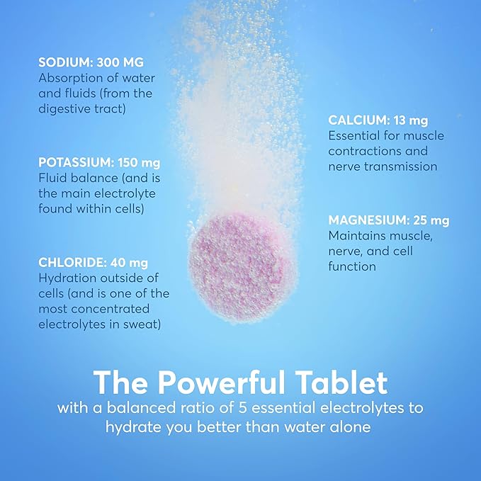 Nuun Sport Electrolyte Tablets with Magnesium, Calcium, Potassium, Chloride & Sodium, Gluten Free & Vegan, Watermelon, 4 Pack (40 Servings Total)