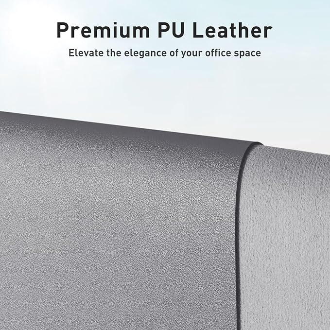 Aothia Faux Leather Desk Mat - Non-Slip PU Leather Desk Blotter, Waterproof Writing Surface, Large Desk Pad for Office & Home (Light Grey, 55" x 24")