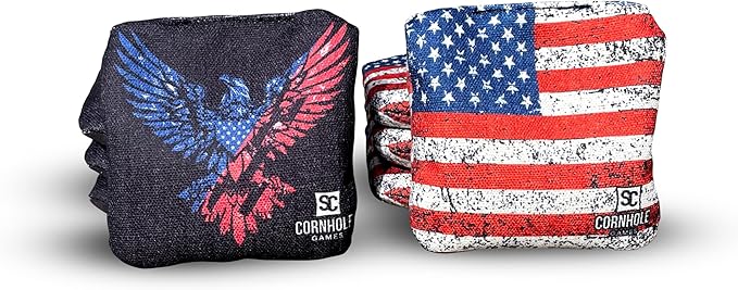 Professional Dual Sided Cornhole Bags- 16 oz 6x6 w/Premium Resin Fill - Official Tournament Slide/Stick Pro Bean Bags - Regulation/Approved