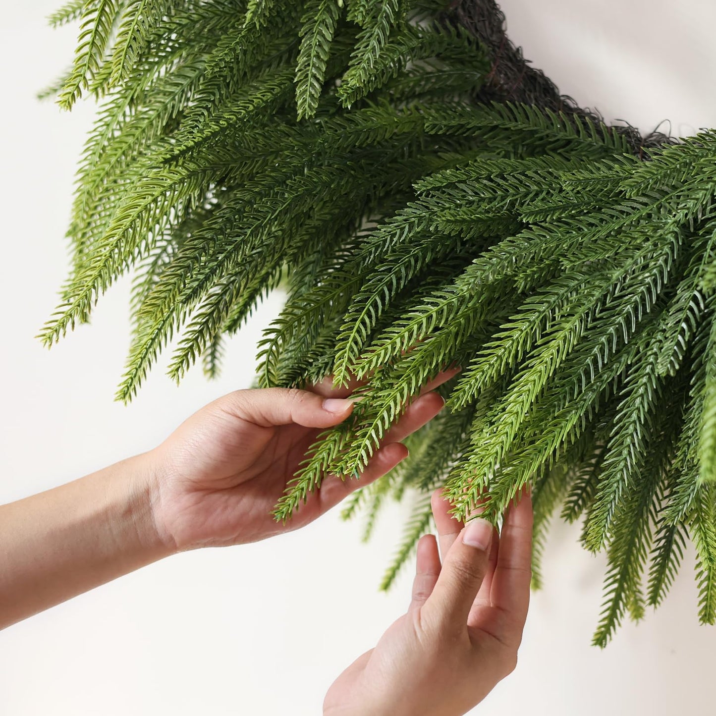 26" Large Christmas Norfolk Pine Wreath - Artificial Christmas Wreaths Faux Pine Needles Fake Green Wreath for Front Door, Wall, Windows, Home,Outdoor,Xmas Decor