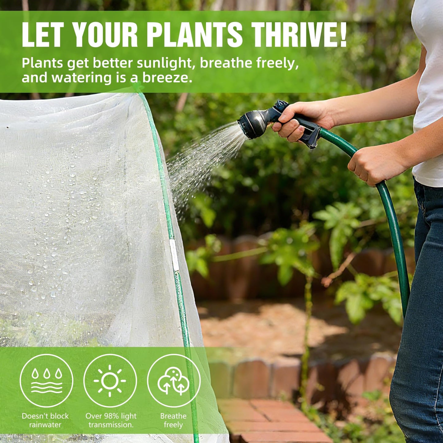 Gardynex Garden Netting Kit with 36Pcs Garden Hoops, 10x20FT Ultra-Fine Mesh | Insect Barrier for Vegetables, Fruits & Flowers | Raised Bed & Row Cover Protection
