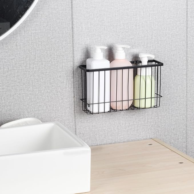 Toplife Wall Door Adhesive Kitchen Wrap Organizer Rack, No Drilling, Black, 2 Pack