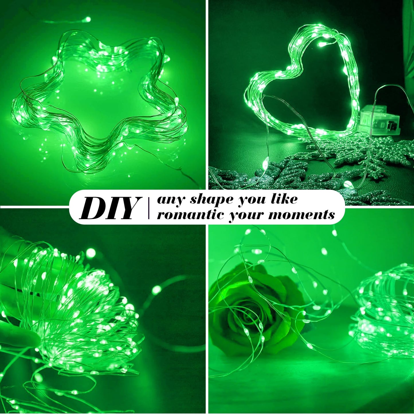 ZGWJ 12 Pack Fairy Lights Battery Operated, 7ft 20 Mini LED Fairy String Lights Silver Wire 3 Modes for DIY, Parties, Wedding, Bedroom, Halloween Christmas Decoration Green