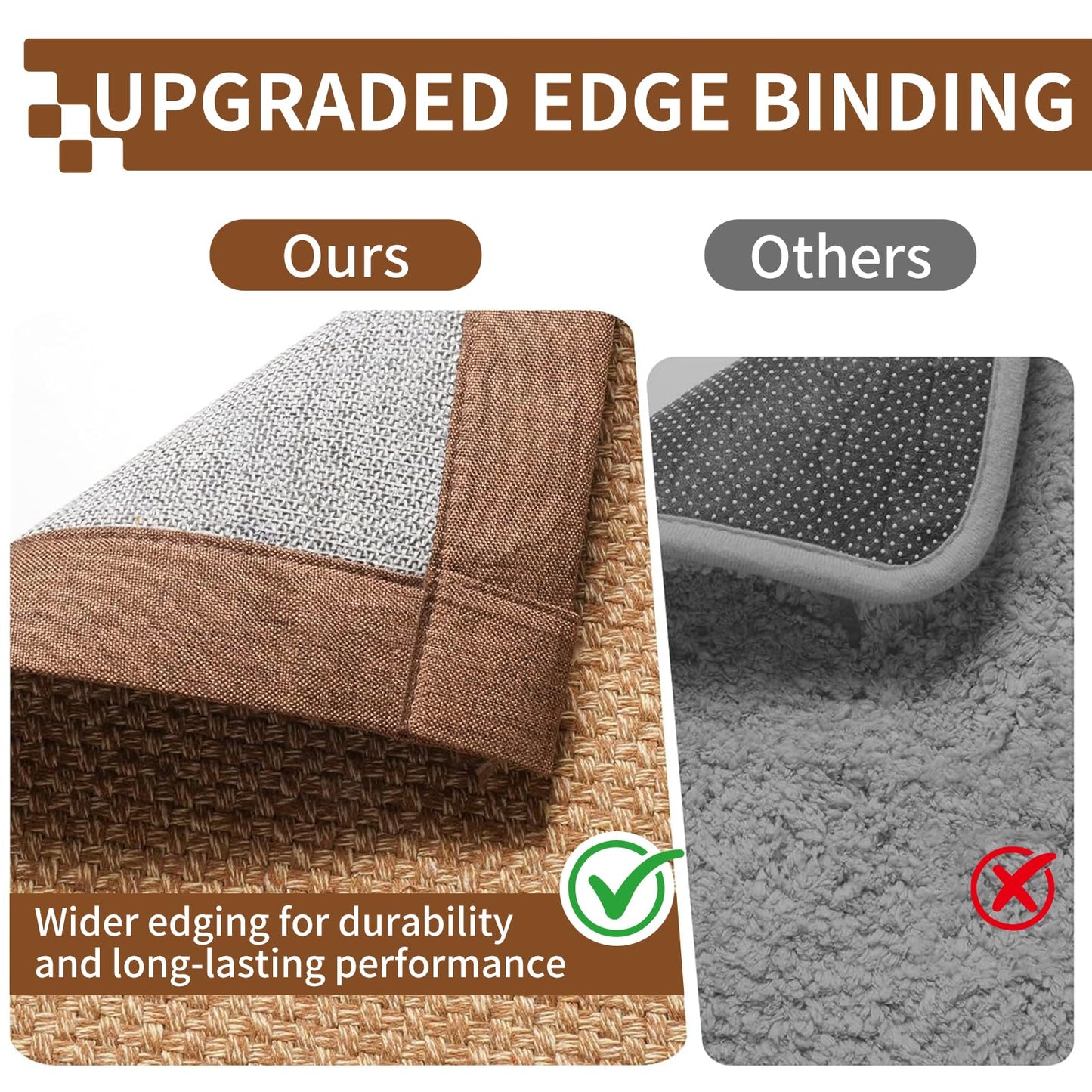 YDKGL Washable Hallway Runner Rug 2x6 Jute Like Kitchen Runner Mat Rugs Non Slip, Woven Soft Entryway Farmhouse Runner Boho Floor Carpet for Indoor Laundry Hall Backdoor Bedroom Living Room, Brown