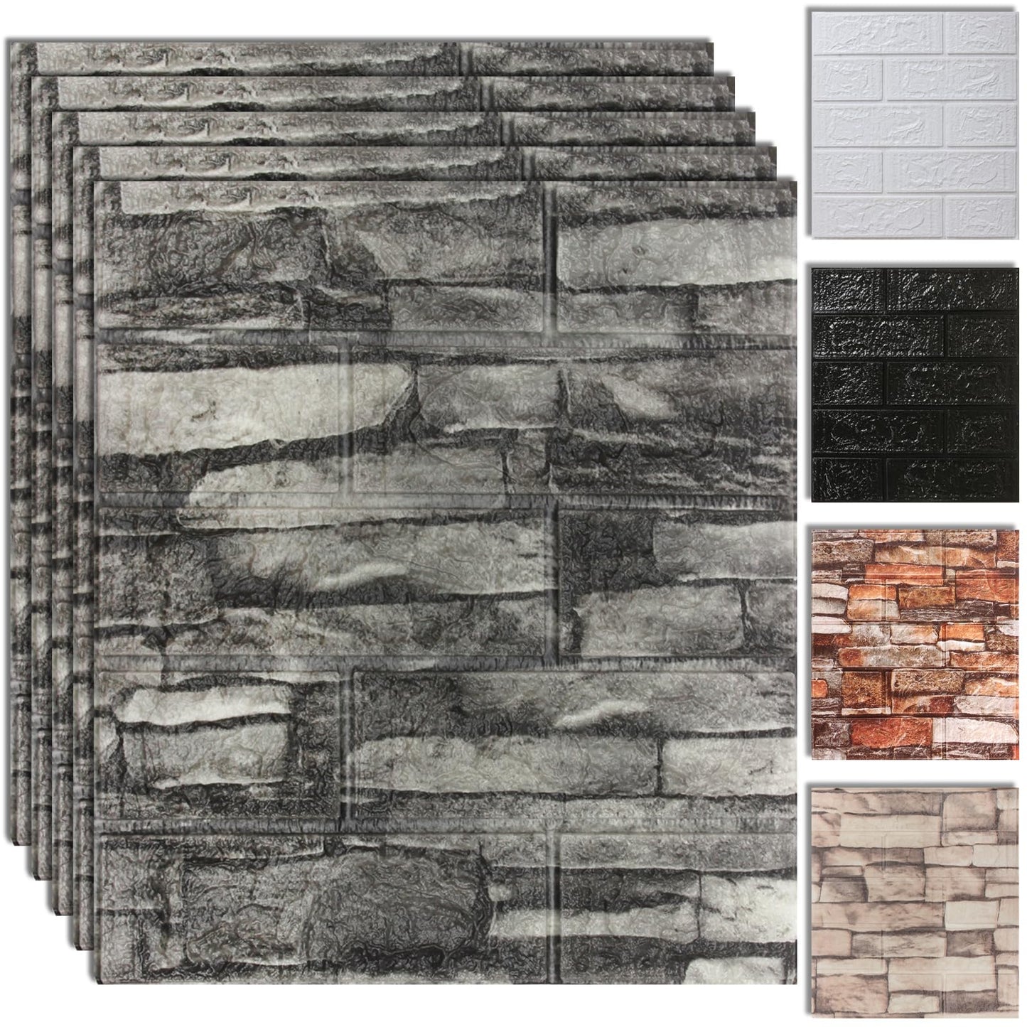 10PCS 3D Wall Panels Peel and Stick Foam, Self-Adhesive Decorative 3D Brick Wallpaper Wall Covering, Faux Stone Wall Panel Foam Brick for Living Room, Kitchen, Bathroom