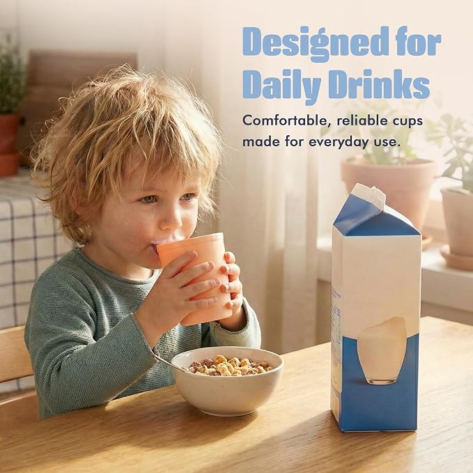 MASTERCOOK 6 Pcs. Small Reusable Cups –8 oz Unbreakable Drinking Glasses -Toddler Cups for Water, Juice, Milk–BPA Free Stackable Tumblers Plastic Cup set for Kitchen, Picnics, Parties- Kid-Friendly