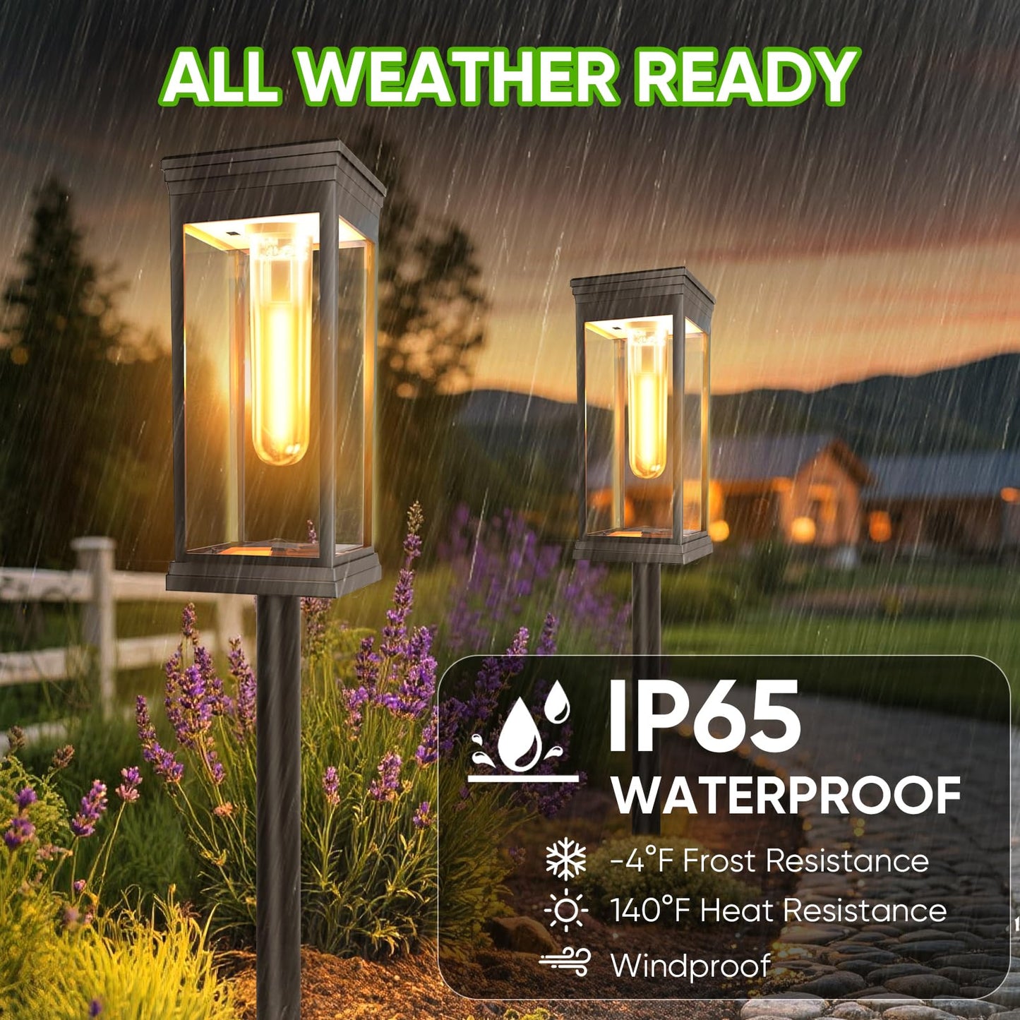 Yorezcop 8 Pack Solar Pathway Lights Outdoor,IP65 Waterproof - Bright Solar Lights Outdoor,Auto On/Off Pathway Lights Solar Powered,Solar Path Lights for Walkway Driveway Garden