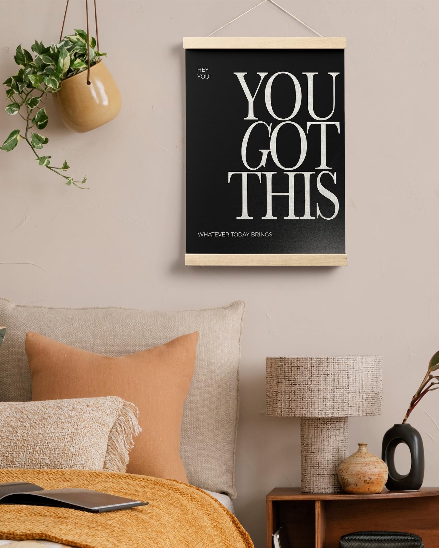 FGFK Inspirational Wall Art Poster Hanger Frame, You Got This Positive Affirmation Motivational Quote Canvas Prints Framed Wall Decor for Home Living Room Office, 12x16 Inch