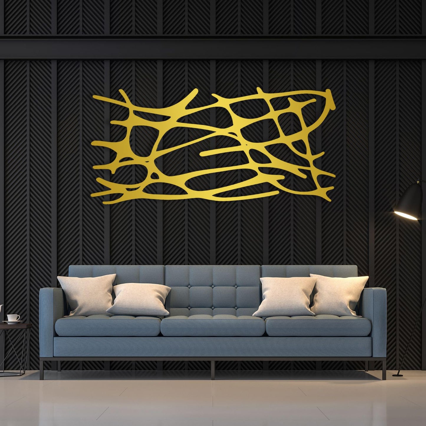 Linear Pattern Metal Wall Decor, Abstract Lines Metal Wall Art, Large Wall Decor, Metal Line Wall Art, Metal Wall Art, Bedroom Wall Decor, Abstract Metal Decor, Home Gift (White, 41 x 20 inch / 105 x 50 cm)