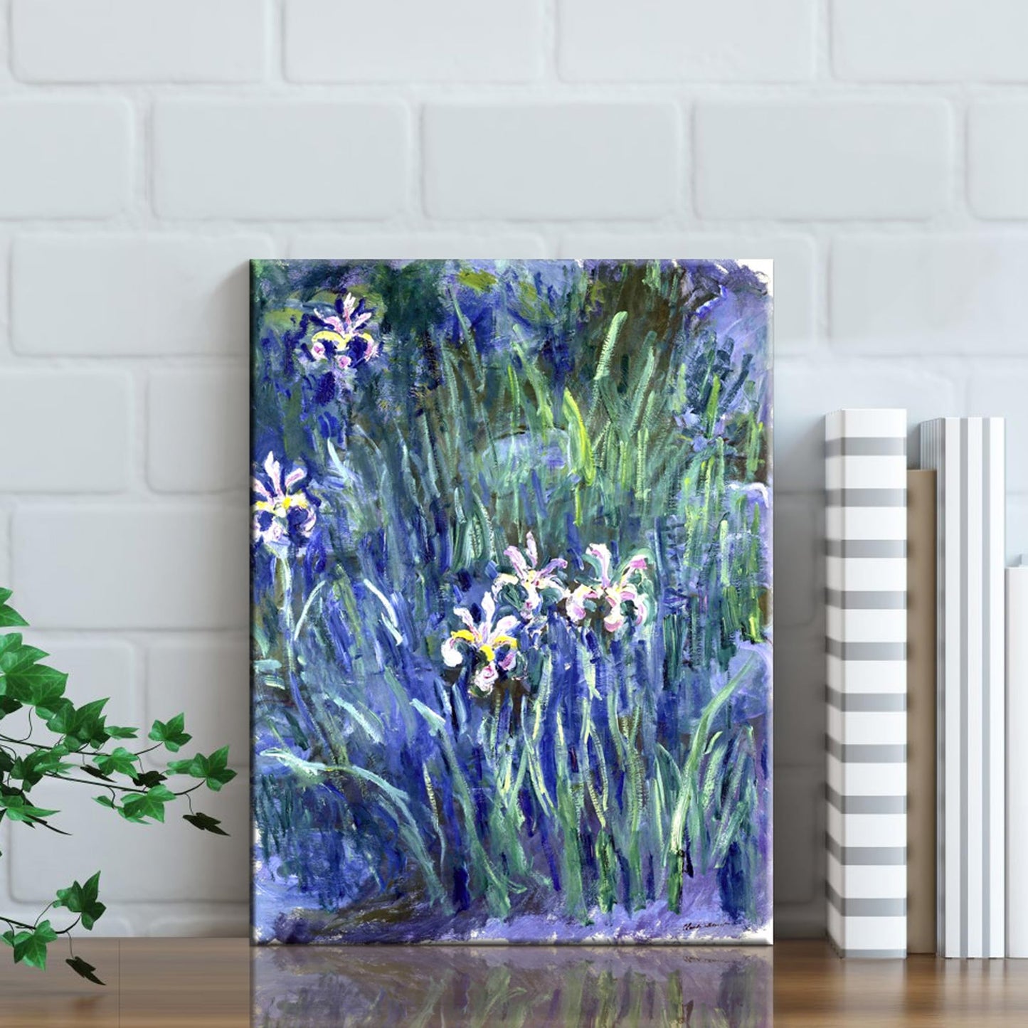Wieco Art Canvas Print Wall Art Irises by Claude Monet Oil Paintings Reproduction Landscape Pictures Artwork on Canvas Art for Living Room Decorations and Wall Decor