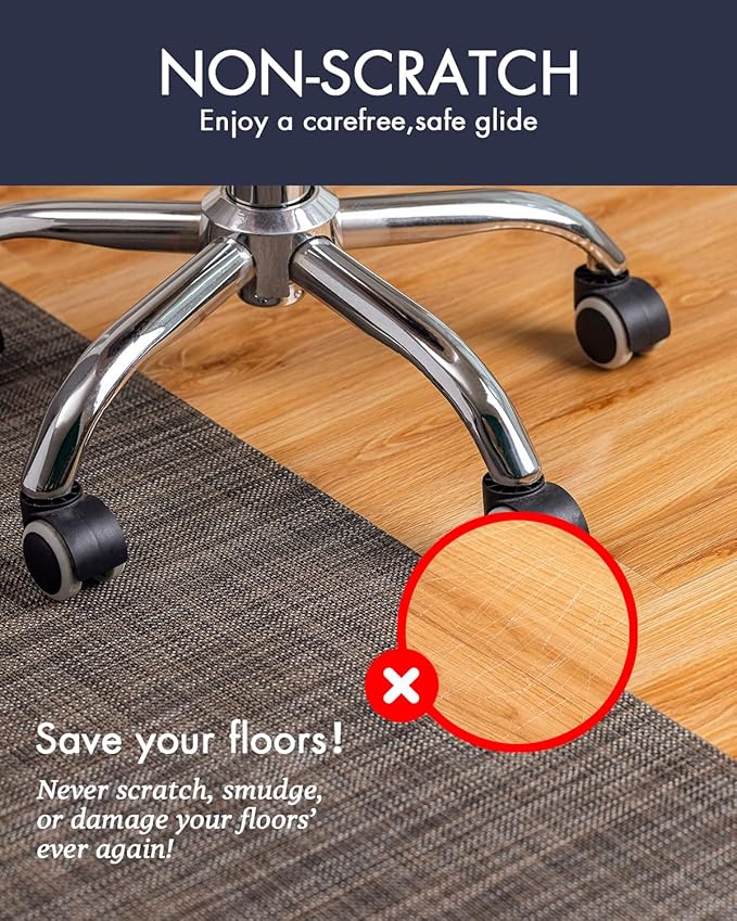 BARoyal Office Chair Mat for Hardwood Floor Under Desk Computer Rolling Chair Mat for Wood/Tile Floor Non-Slip Heavy Duty Desk Rug PVC Plastic Hard Floor Protector 46"x 60" (Dark Walnut)