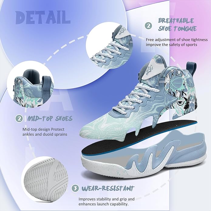 CJSPORX Women Men Basketball Shoes Breathable Men Non Slip Outdoor Fashion Unisex Sneakers