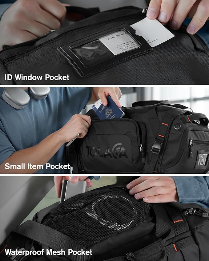 Tolaccea Gym Bag for Men with Shoe Compartment Wet Pocket, 40L Convertible Duffle Bag Gym Backpack Waterproof Sports Travel Bags with Extra 16'' Laptop Bag, 3-in-1 Workout Duffel Carry On for Airplane