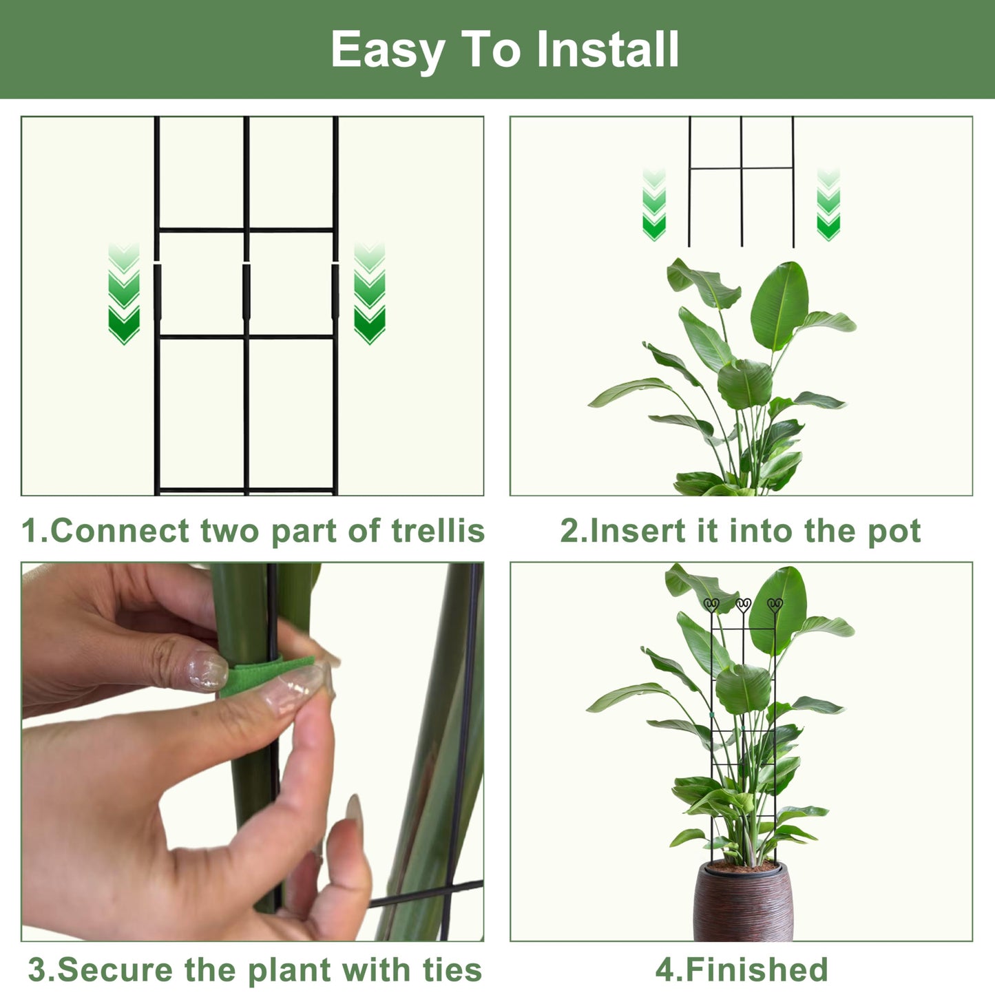 Coomin 4 Pack 32in Monstera Plant Support Stakes for Indoor Plants, Stackable Garden Trellis for Climbing Plants Outdoor, Metal Plant Climber Support for Pothos Philodendron Vine