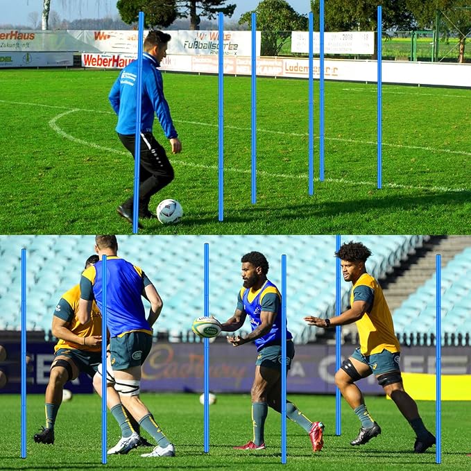 TOBWOLF 6PCS 6FT Adjustable Soccer Agility Training Poles, Detachable Sports Training Speed Sticks, Slalom Training Agility Pole Set, Outdoor Speed & Agility Turf Training Poles for Soccer Drills